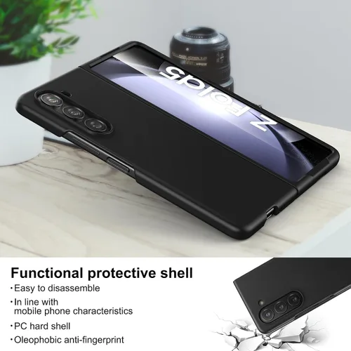 Vista 5 de Foluu Funda Slim Fit para Samsung Galaxy Z Fold 5, con protector de pantalla frontal integrado, cubierta protectora de PC mate ultradelgada