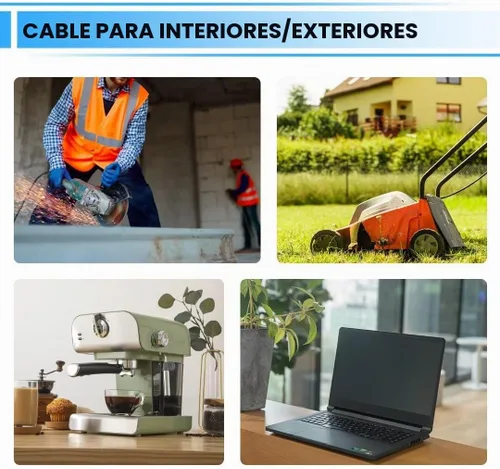 Vista 7 de Cable de extensión iluminado para exteriores de 10 pies, cable de extensión negro resistente SJTW de 10/3 con enchufe de conexión a tierra de 3