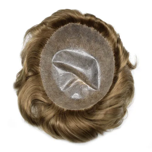 Vista 113 de Toupee para hombre 100% cabello humano real tupé para hombres 0.004 in piel de poliuretano para hombre, sistema de reemplazo de piezas de pelo