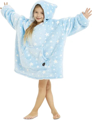 Vista 49 de THREE POODLE - Manta con capucha portátil para mujeres, sudadera con capucha de sherpa de gran tamaño para adultos hombres, mantas con capucha