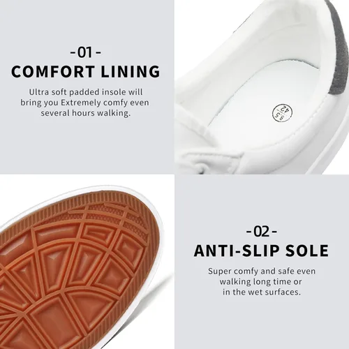 Vista 4 de FRACORA Zapatos de tenis blancos para hombre, zapatillas de deporte de moda bajas de cuero de la PU zapato casual para hombres