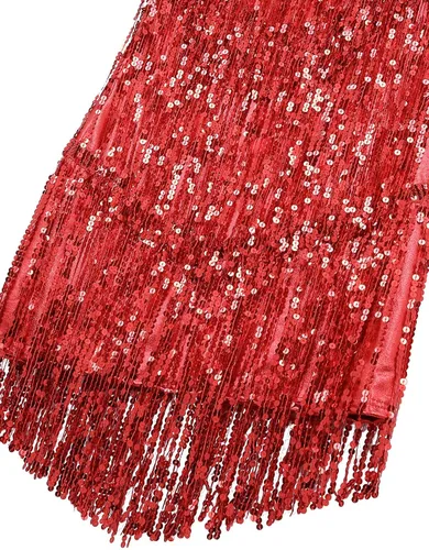 Vista 7 de Vestido de baile latino para mujer, con borlas y lentejuelas, vestido de baile de tango