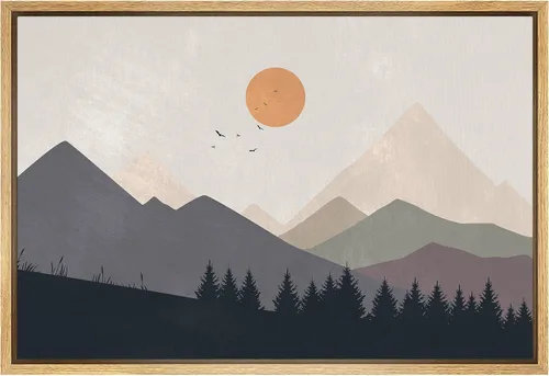 Vista 16 de SIGNFORD Lienzo Enmarcado Impresión Arte de Pared Océano Pastel Luz del Sol Puesta de Sol Horizonte Naturaleza Vida Silvestre Ilustraciones Arte
