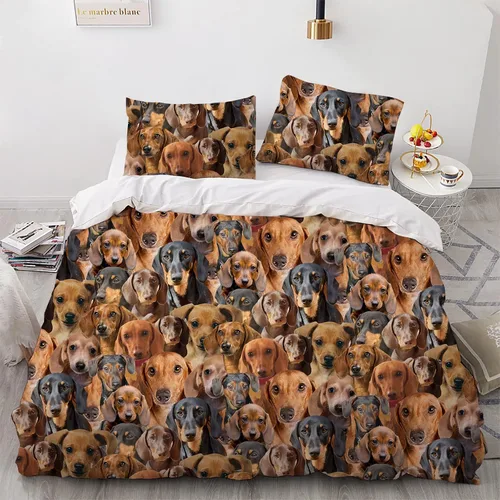 Vista 24 de Airedale Terrier - Juego de funda de edredón con estampado de cara de perro, juego de ropa de cama de 3 piezas, juego de funda de edredón suave