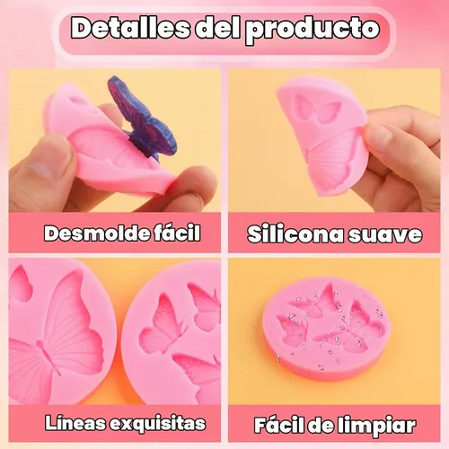 Vista 3 de Moldes de mariposa 4 piezas de moldes de mariposa para chocolate, mini moldes de silicona para decoración de pasteles Estilo a