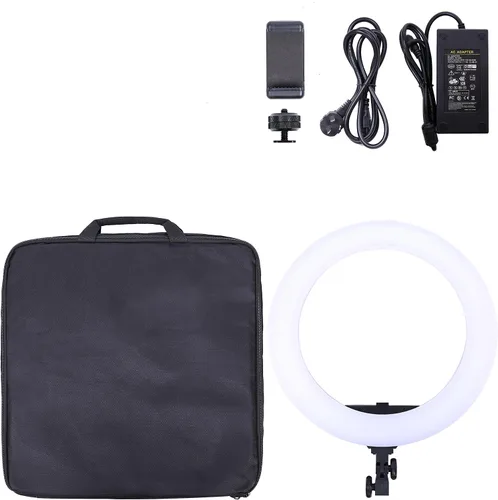 Vista 7 de Dracast Halo Bi-Color LED180 Kit de luz LED de anillo de video regulable de 18 pulgadas Bicolor 3200K-5600K Control remoto Iluminación