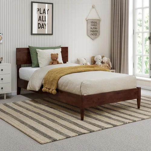Vista 31 de AFI, Aria - Cama de plataforma moderna de perfil bajo de madera maciza, tamaño individual, color espresso