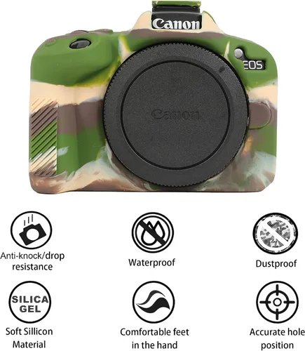 Vista 2 de Leayjeen Funda protectora de silicona compatible con cámara Canon EOSR50, carcasa protectora de silicona suave para cámara R50, con cubierta