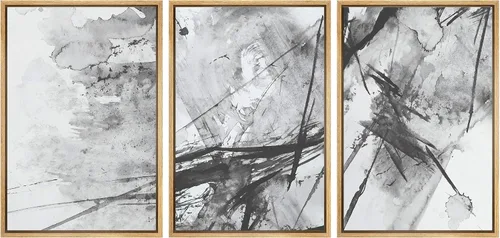 Vista 112 de NWT Lienzo enmarcado para pared, juego de arte en acuarela pastel, bosque de montaña oscura, naturaleza silvestre, ilustraciones de arte moderno