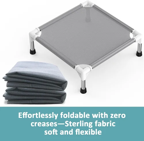 Vista 6 de Cama elevada para perros con tela refrescante Teslin - Catre ligero para perros pequeños, malla transpirable impermeable y lavable, cama elevada