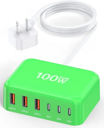 Vista 2 de Cargador USB 6 en 1 de 100 W, estación de carga 50% más pequeña para A-blanco