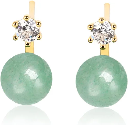 Vista 35 de Jade Earrings Studs,Green Jade Earrings for Women,925 Sterling Silver Earrings Studs for Sensitive Ears,Handmade Jade Earrings for Birthday