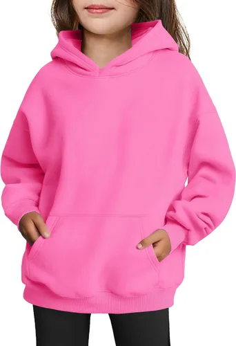 Vista 15 de Arshiner Sudaderas con Capucha de Gran Tamaño para Niñas Sudaderas Pullover de Forro Polar Conjuntos Casuales de Moda para Niños Ropa de Otoño Rojo