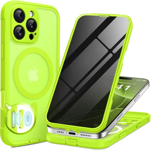 Vista 85 de BERFY Funda para iPhone 17 Pro Max, compatible con MagSafe, protector de pantalla de vidrio integrado, protección de cámara, funda de cuerpo