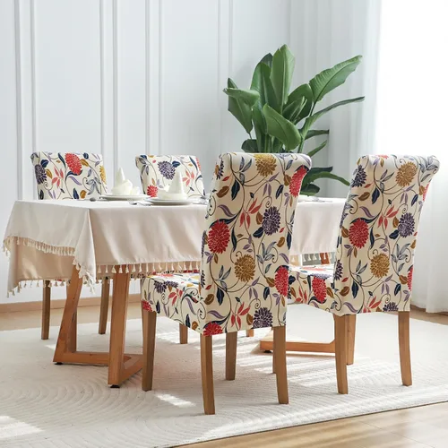 Vista 3 de FORCHEER Juego de 4 fundas para sillas de comedor para comedor, fundas elásticas para sillas de comedor y cocina, lavables y extraíbles
