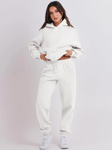Vista 8 de Prinbara Conjunto de 2 piezas para mujer, conjunto de pantalones deportivos de gran tamaño, sudadera con capucha a juego, conjunto de descanso