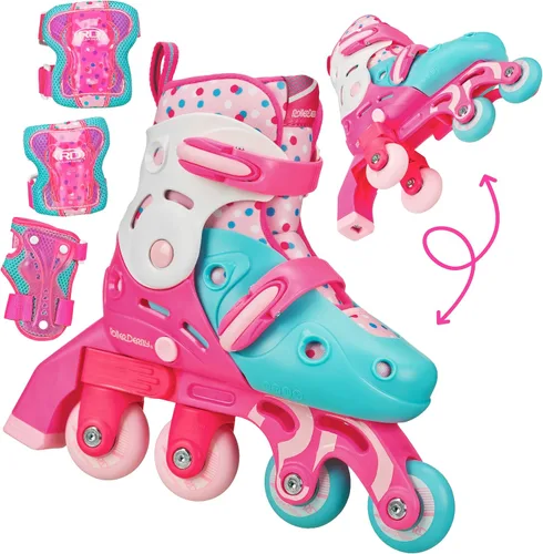 Vista 7 de Patines Roller Derby Switch para Principiantes, Patines Ajustables 2 en 1 Convertibles de Modo de Aprendizaje a Patines en Línea para Pequeños, Niños