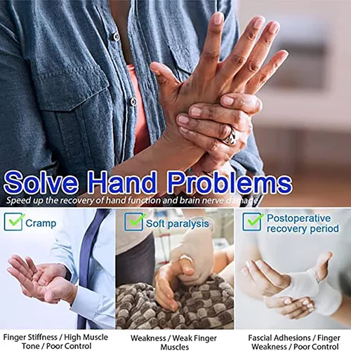 Vista 7 de Guantes de robot de rehabilitación, férula de mano funcional para ejercitador, ortesis para ejercitador, USB cargable, 9 intensidades, 5 modos