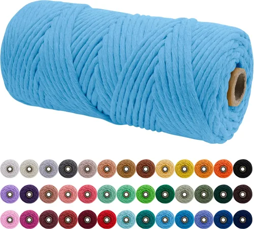 Vista 152 de JeogYong Cordón de macramé de un solo hilo 3 mm x 109 yardas (328 pies) Cuerda de algodón suave Hilo de macramé de 3 mm, suministros de macramé