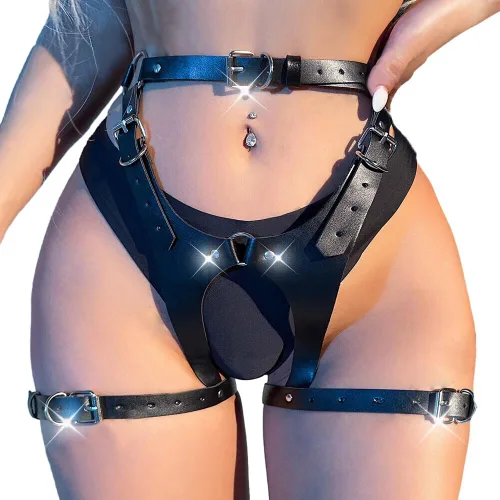 Vista 3 de Furealux Punk Leather Body Chain, Adjustable Waist Chain Belt Garter Belts, Fashion Body Chains for Women and Girls