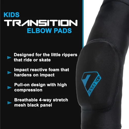 Vista 3 de 7iDP Coderas de transición para niños para ciclismo de montaña y deportes de acción, talla única, color negro