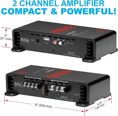 Vista 2 de Boss Din - Sistema de audio individual, 200 vatios 2 canales, Negro