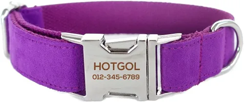 Vista 9 de Collares de perro personalizados con identificador de nombre grabado personalizado para mascotas para razas pequeñas medianas grandes (XS, azul)