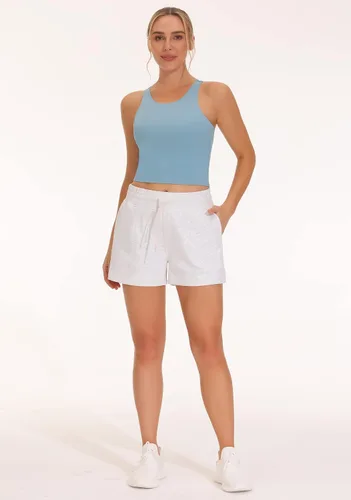 Vista 5 de THE GYM PEOPLE Brasier deportivo de espalda cruzada para mujer, con cuello alto y relleno extraíble, para entrenamiento, yoga
