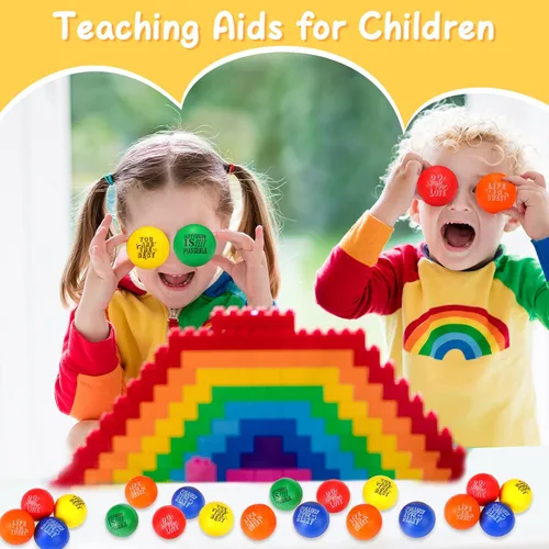 Vista 5 de Leyndo 200 bolas de estrés para adultos y niños, citas motivacionales a granel, para aliviar el estrés, bolas de espuma coloridas para apretar