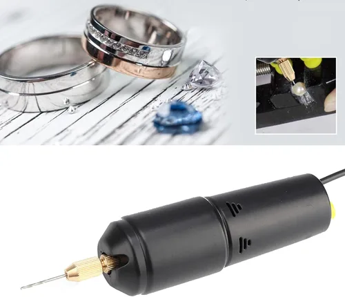 Vista 3 de Mini taladro de mano eléctrico, DC 5V portátil de mano micro USB taladro con 3 brocas de repuesto, rango de pinza de 0.028-0.051 in
