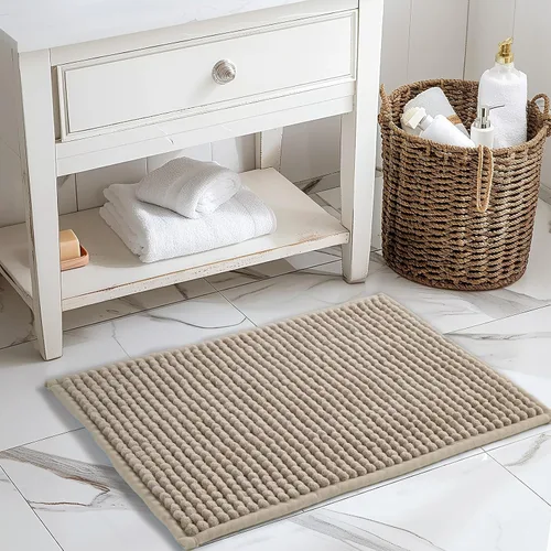 Vista 2 de FRESHMINT Alfombra de baño de felpilla gruesa y grumosa, 17"x24", alfombrilla de baño antideslizante, accesorio decorativo suave, linda alfombrilla