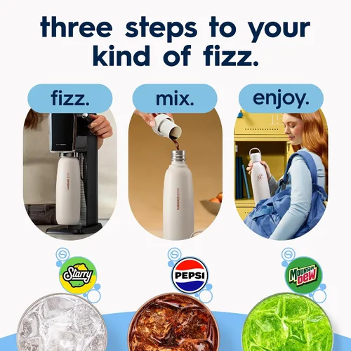 Vista 4 de sodastream Fizz & Go Cool, Botella de agua carbonatada de acero inoxidable de 0.9 L, botella de metal aislada para agua con gas, compatible
