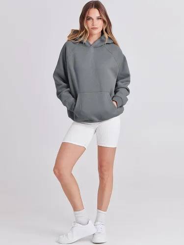 Vista 5 de ANRABESS - Sudaderas con capucha para mujer, sobre talla, de vellón de manga larga, modelo de 2024, para otoño