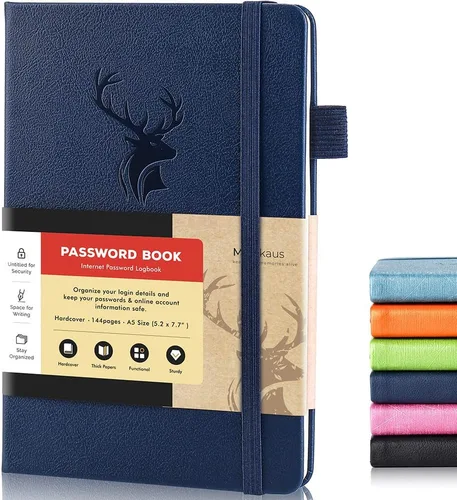 Vista 30 de molekaus Libro de contraseñas con pestañas alfabéticas, pequeño guardián de contraseñas con espacio adicional para cambiar la contraseña. Cuaderno