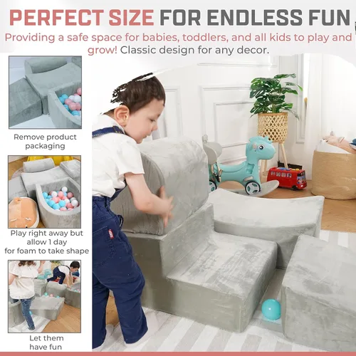 Vista 10 de Bloques de escalada de espuma para niños pequeños, juego suave de interior para bebés, funda de terciopelo y espuma viscoelástica de alta densidad