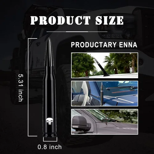 Vista 3 de Pack-1 - Antena tipo bala para automóvil, poste de antena de calavera de 5.4 pulgadas para GM Chevy Silverado 1500 2500 3500 HD Avalanche GMC Sierra