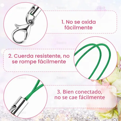 Vista 3 de AUEAR, Paquete de 50 cordones con cierre de langosta y correa para llavero de teléfono celular 10 colores 2
