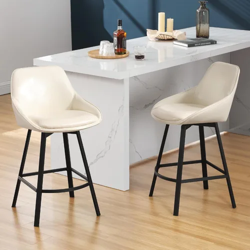 Vista 12 de Flouki Taburetes de bar con altura de mostrador, juego de 3 taburetes de bar giratorios negros para isla de cocina, taburetes de mostrador modernos