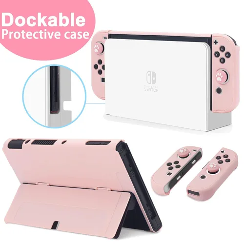 Vista 4 de BRHE Cute Travel Carrying Case for Nintendo Switch Switch OLED Accessories Kit with Hard Protective Cover, Glass Screen Protector, Ultra-Thin