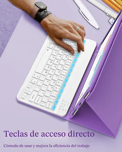 Vista 7 de Funda con teclado para iPad de 9ª generación 2021 de 10.2 pulgadas, teclado inalámbrico recargable desmontable para iPad de 8ª/7ª generación Sin