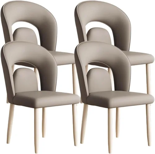 Vista 34 de YVYKFZD Leather Dining Chairs, Kitchen Chairs Set with Curved Back, Upholstered Dining Room Chair, Armless Comfy Side Chair, for Living Room, Dark