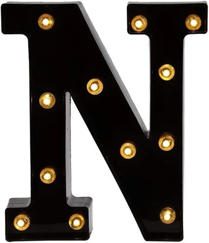 Vista 30 de Ulalaza Letrero de luz LED en blanco y negro, 2 letras AA alimentadas por batería para boda, fiesta de cumpleaños, lámpara de Navidad, luz nocturna