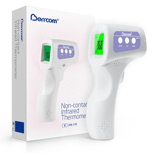 Vista 10 de Berrcom - Termómetro médico infrarrojo para frente y oído 2 en 1 para todas 2-Blanco