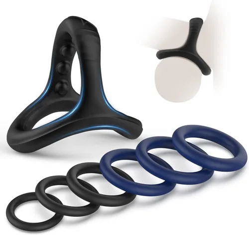 Vista 9 de Juego de anillos de silicona para el pene con 10 tamaños diferentes para mejorar la erección, juguete sexual para hombres más fuertes de larga