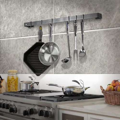 Vista 3 de Enclume Premier - Estante para ollas de pared para utensilios de 30 pulgadas, acero martillado