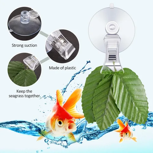 Vista 3 de Jetec 8 piezas de clip de algas marinas de peces ventosa para plantas con clip soporte de alimentación para acuario pecera accesorios