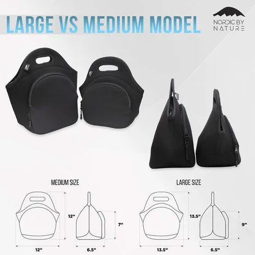 Vista 4 de Loncheras para mujeres y loncheras para niños, lonchera aislada de alta calidad, neopreno extra grueso, sensación de algodón suave, costuras de alta