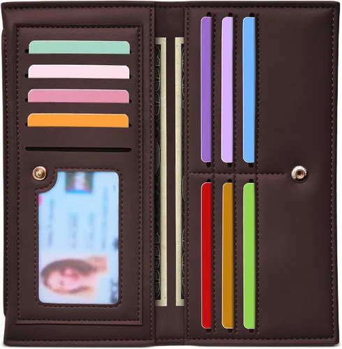 Vista 25 de Tipmile Cartera ultra delgada para mujer, cartera de cuero plegable para mujer, cartera RFID, cartera de bloqueo RFID para tarjetas de crédito