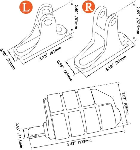 Vista 6 de FOVPLUE Mini estribo de pasajero, estriberas de pasajero con kit de montaje para Harley Touring 1993-2025, para CVO Electra Glide Road Glide Road