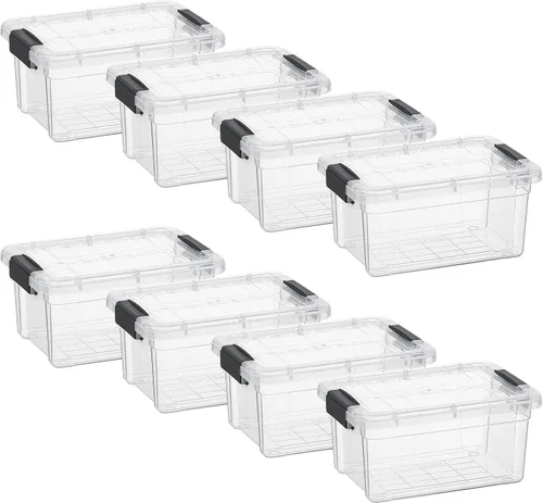 Vista 172 de Superio - Contenedores de almacenamiento de plástico transparente de 1.27 cuartos de galón con tapas, contenedores organizadores apilables, cajas